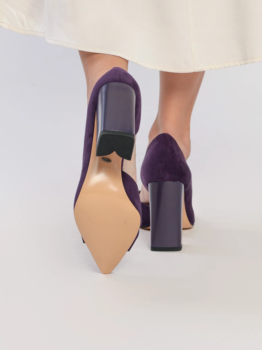 Туфли-лодочки фиолетового цвета с бантом